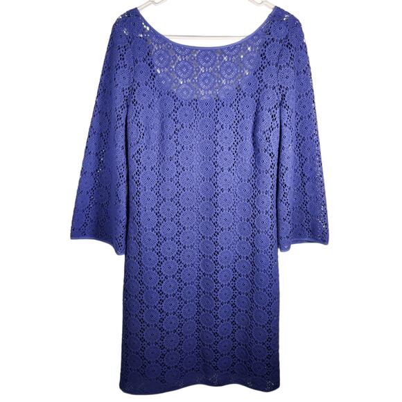 Lilly Pulitzer Topanga Breakers Lace Dress M Iris Blue Wedding‎ Party Cocktail - Picture 1 of 9